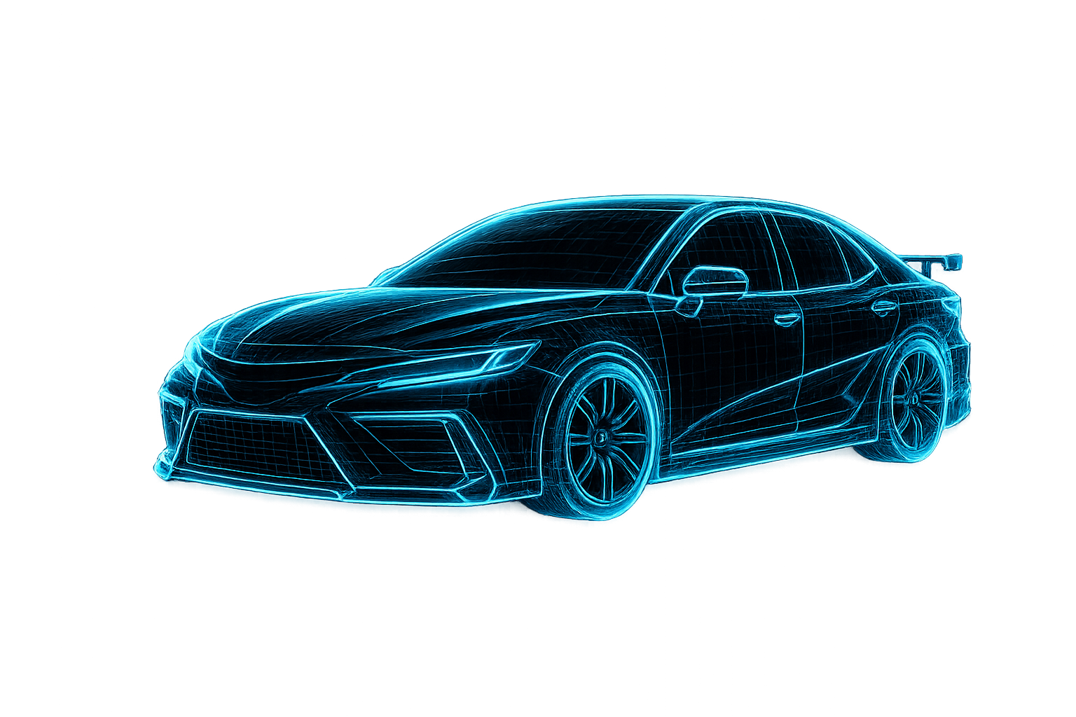 Holographic wireframe car